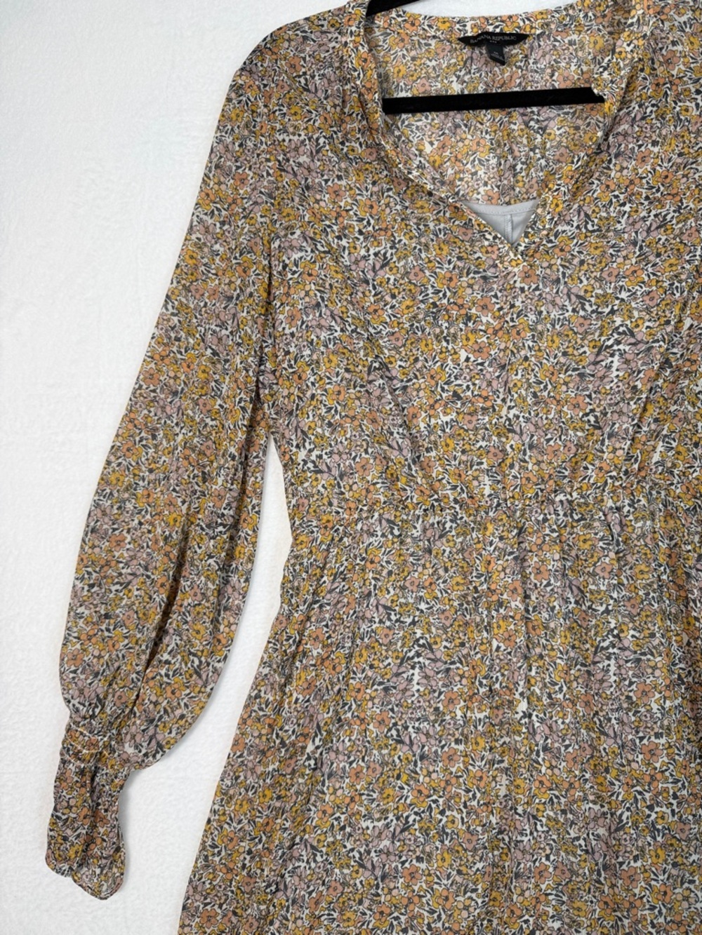 Women’s Banana Republic Fit & Flare Floral Tiered LongSleeve Smocked Waist Dress - Picture 5 of 10